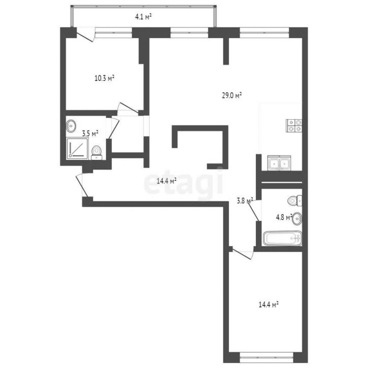 3-комн квартира улица Академика Ландау