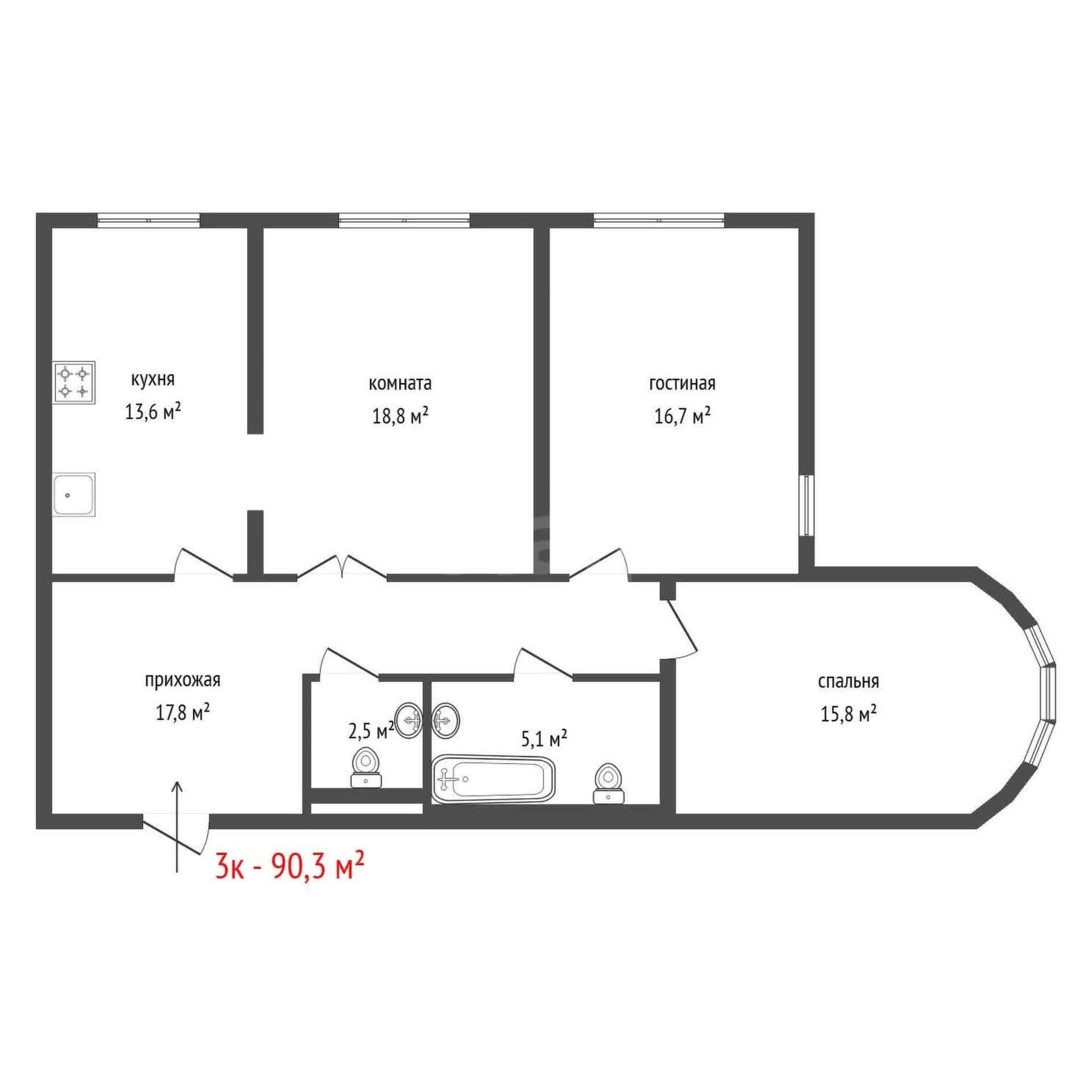 Продажа 3-комн квартиры улица Циолковского