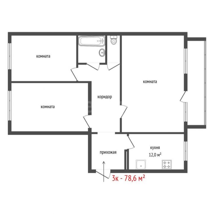 3-комн квартира Родонитовая улица