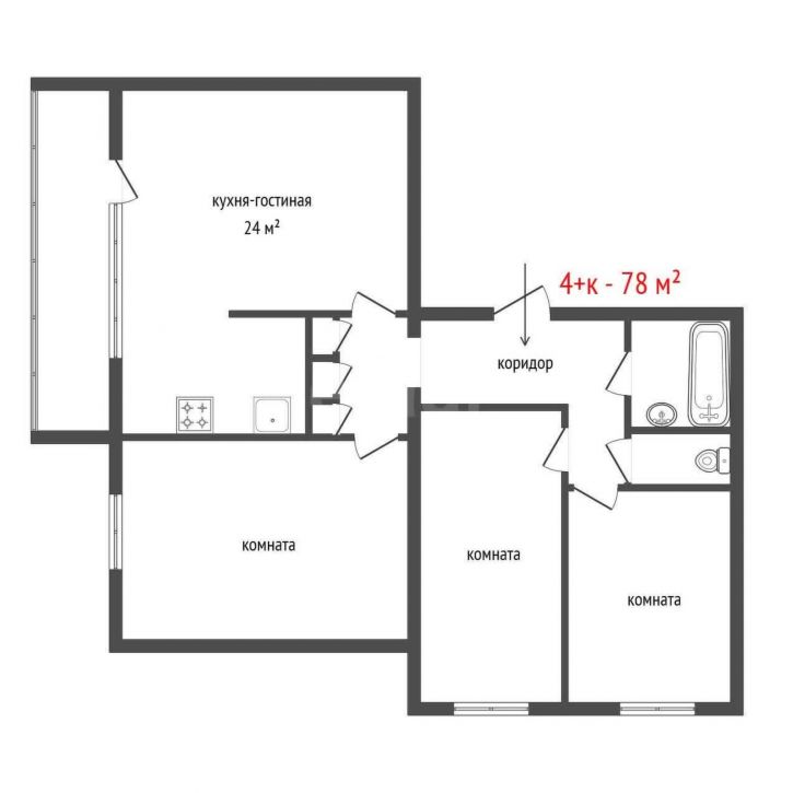 4-комн квартира Техническая улица