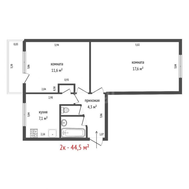 2-комн квартира проспект Седова