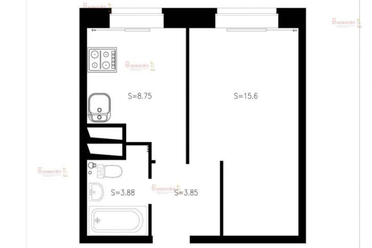 1-комн квартира Светлый микрорайон 12