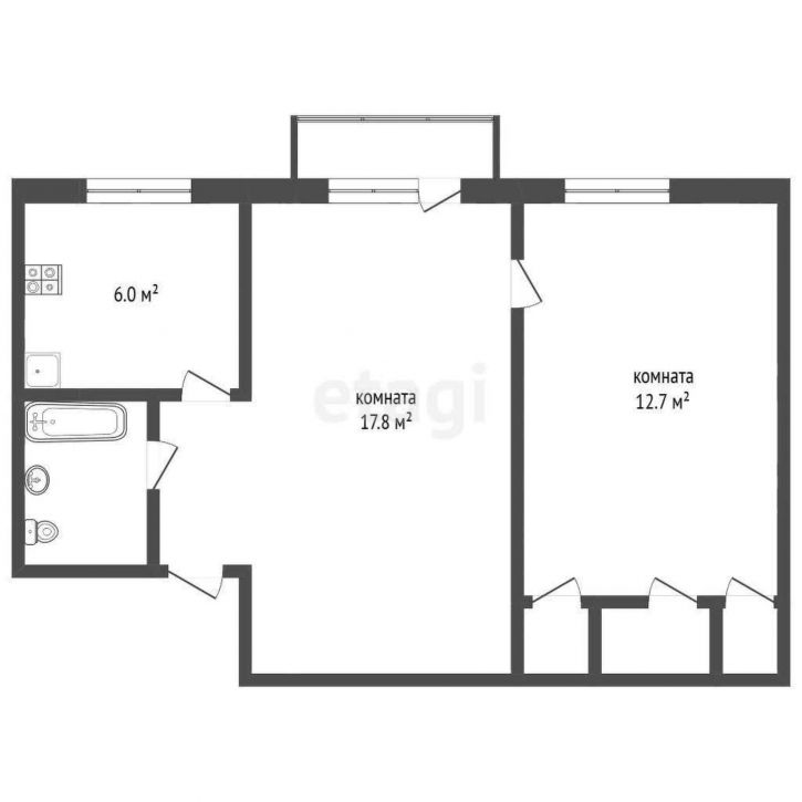 2-комн квартира улица Хмелёва