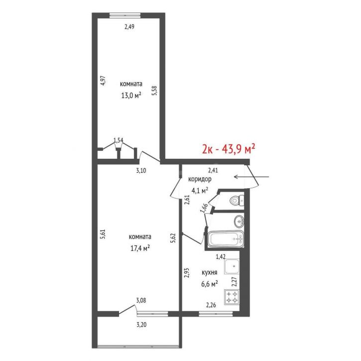 2-комн квартира Онежская улица