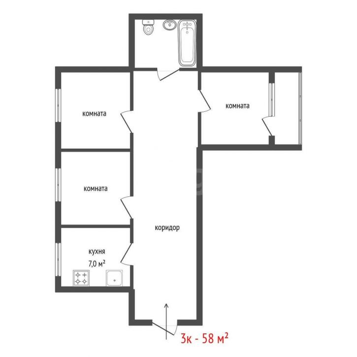 3-комн квартира улица Амундсена