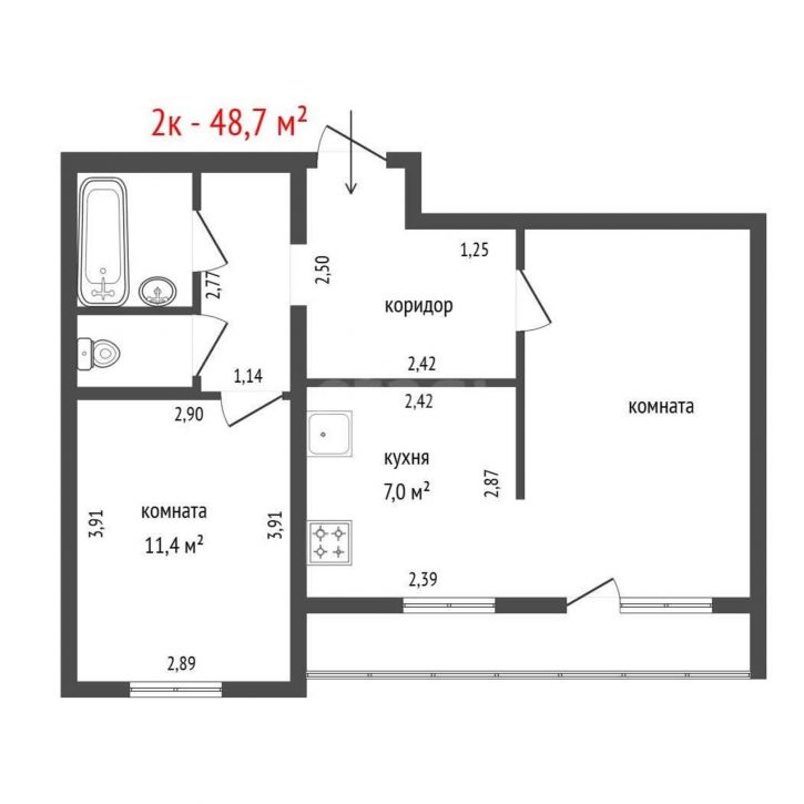 2-комн квартира улица Фурманова