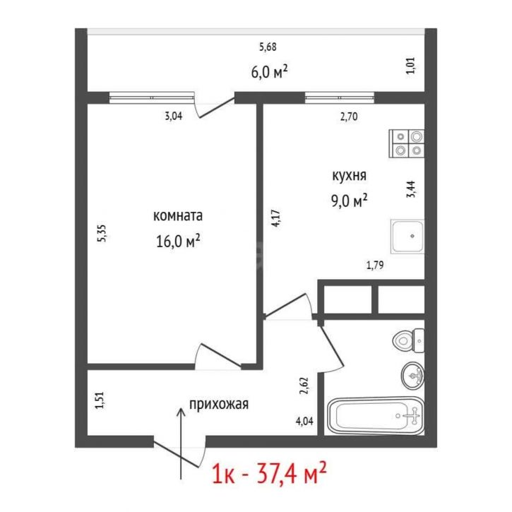 1-комн квартира проспект Седова