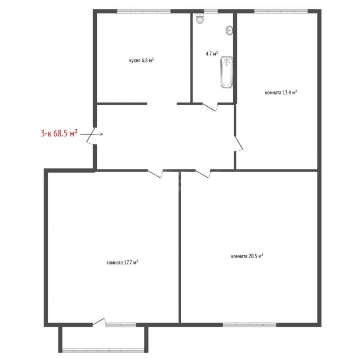 3-комн квартира улица Мира