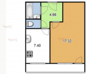 1-комн, 33кв м, этаж 4/9 Боровая 21/а