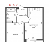 1-комн, 43кв м, этаж 9/26 улица Академика Вонсовского