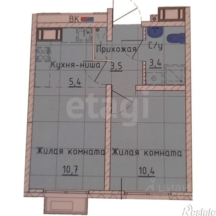 1-комн квартира ул 40-летия Комсомола, 35/4,  д. 35/4