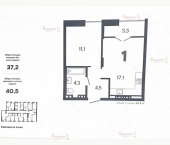 1-комн, 40кв м, этаж 10/10 Блюхера 38