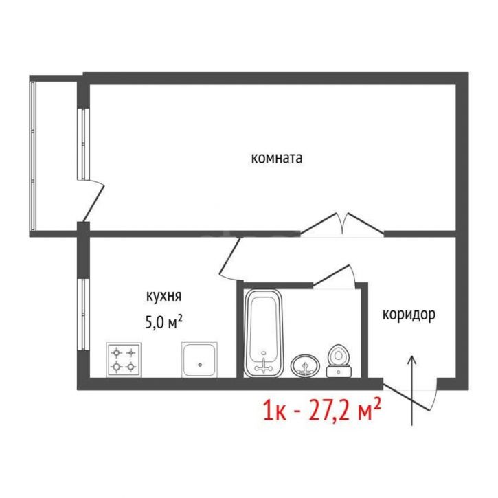 1-комн квартира улица Крауля
