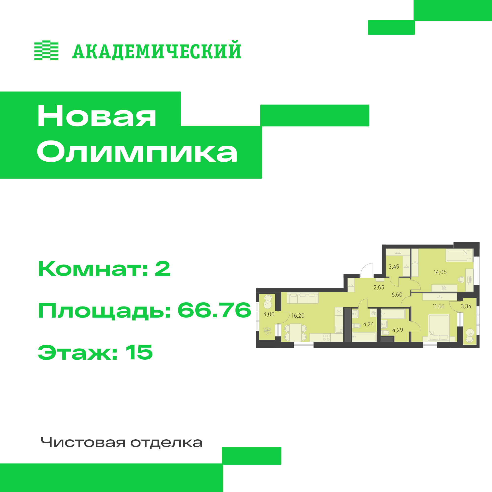 Купить квартиру за 11 854 000 рублей на улица Академика Парина, дом 13.2