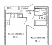 1-комн, 38.41 кв м, этаж 8/28 Фрунзе улица, д.35А