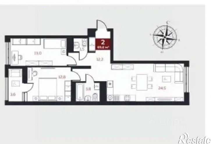 2-комн квартира ул Степана Разина, 93/1,  д. 93/1