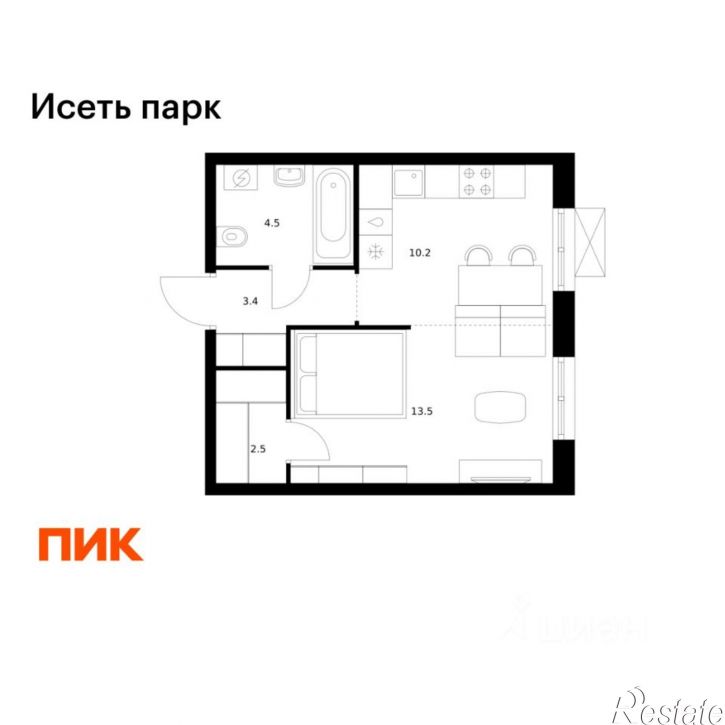 1-комн квартира в новом доме ул Хуторская, 1/2,  д. 1/2