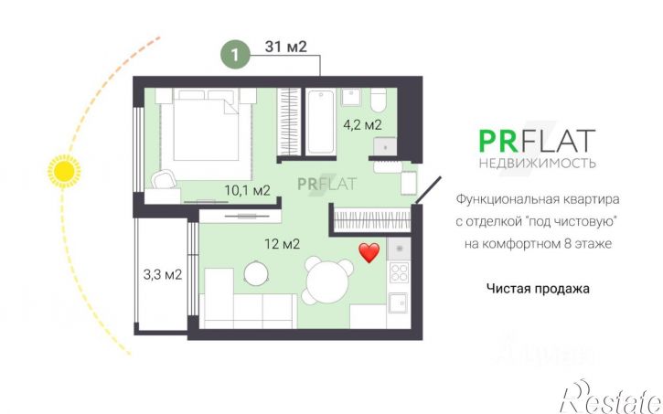 1-комн квартира ул Крауля, 107/3,  д. 107/3
