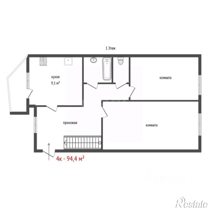 4-комн квартира Красный пер, 8б,  д. 8б