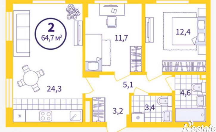 2-комн квартира Проходной пер, 1,  д. 1