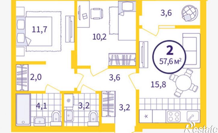 2-комн квартира Проходной пер, 1,  д. 1