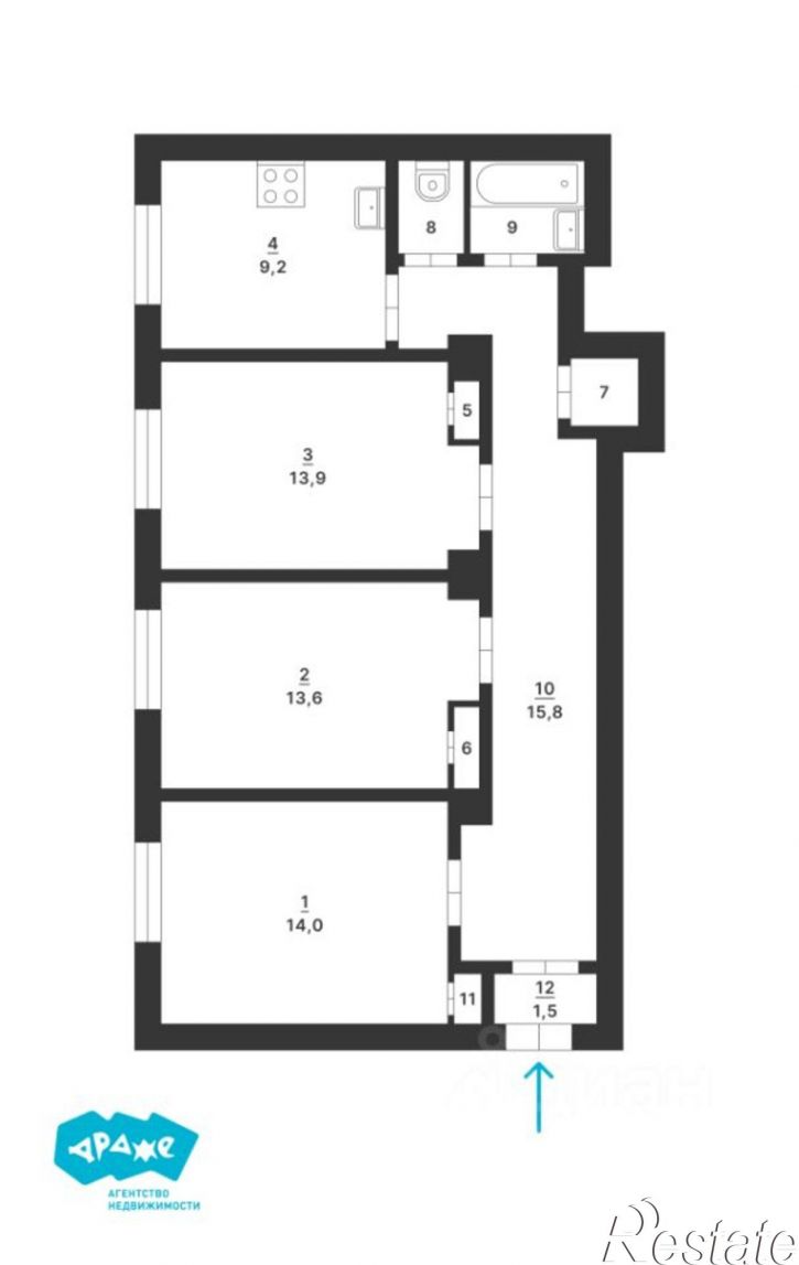 3-комн квартира ул Тургенева, 3,  д. 3
