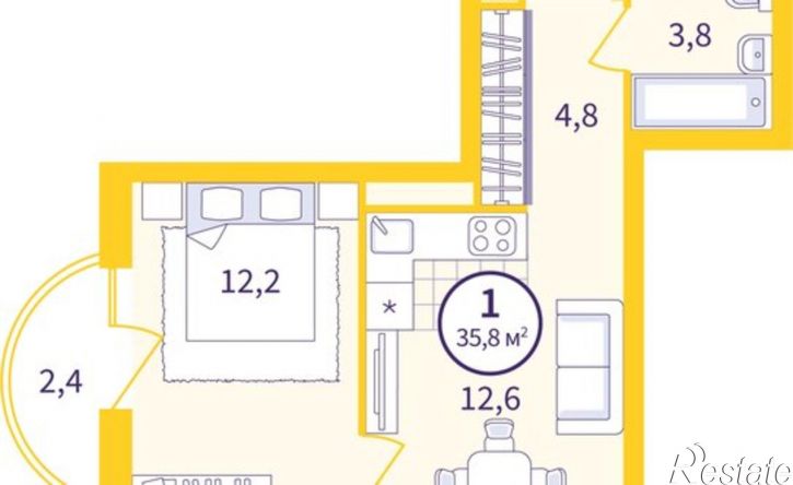 1-комн квартира Екатеринбург, улица Пехотинцев, 1В