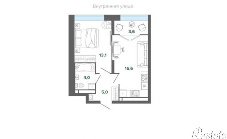 1-комн квартира в новом доме ул Студенческая, 1Н,  д. 1Н