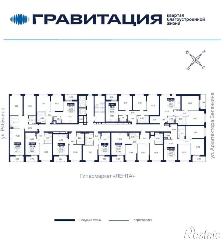 1-комн квартира в новом доме улица Рябинина
