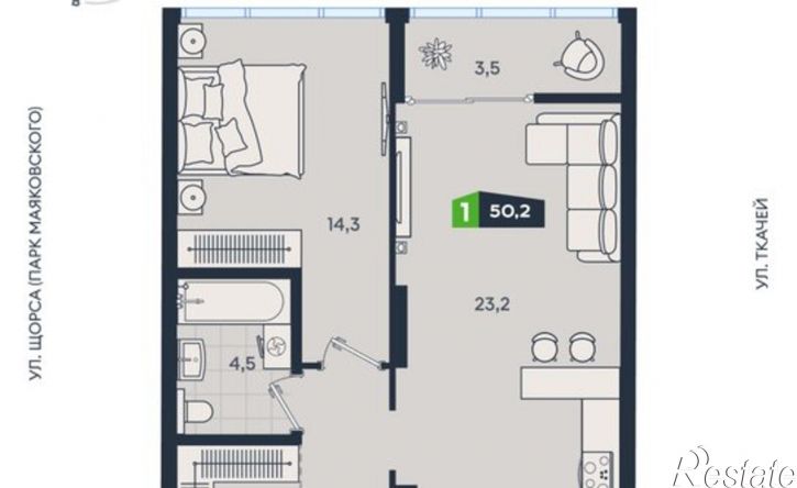 1-комн квартира ул Машинная, 1в/2,  д. 1в/2