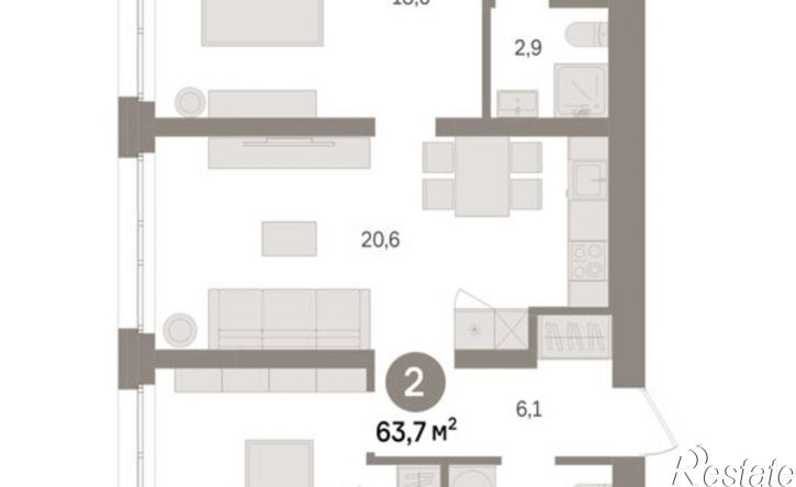 2-комн квартира в новом доме ул Шаумяна, 32,  д. 32
