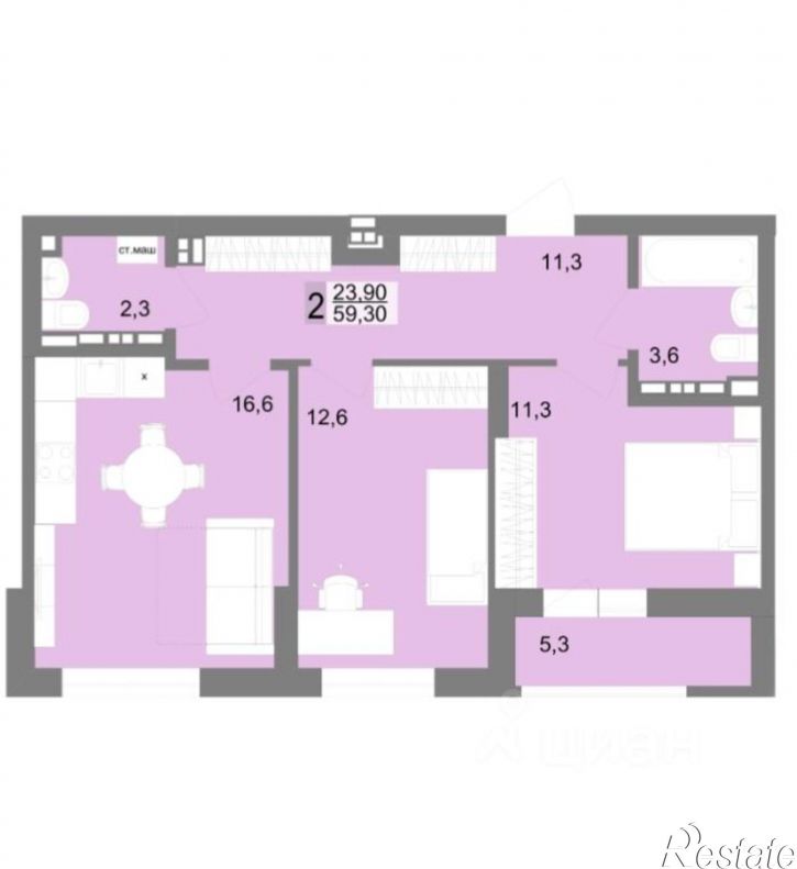 2-комн квартира в новом доме ул Татищева, 140,  д. 140