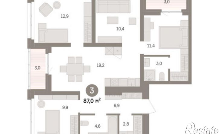 3-комн квартира в новом доме ул Шаумяна, 32,  д. 32