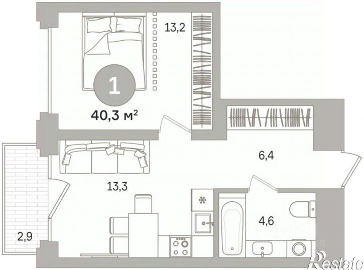 1-комн квартира в новом доме Северный пер, 2 2,  д. 2 2,  к. 2