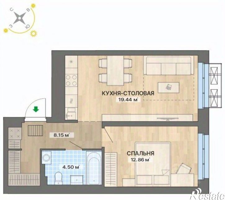 1-комн квартира в новом доме