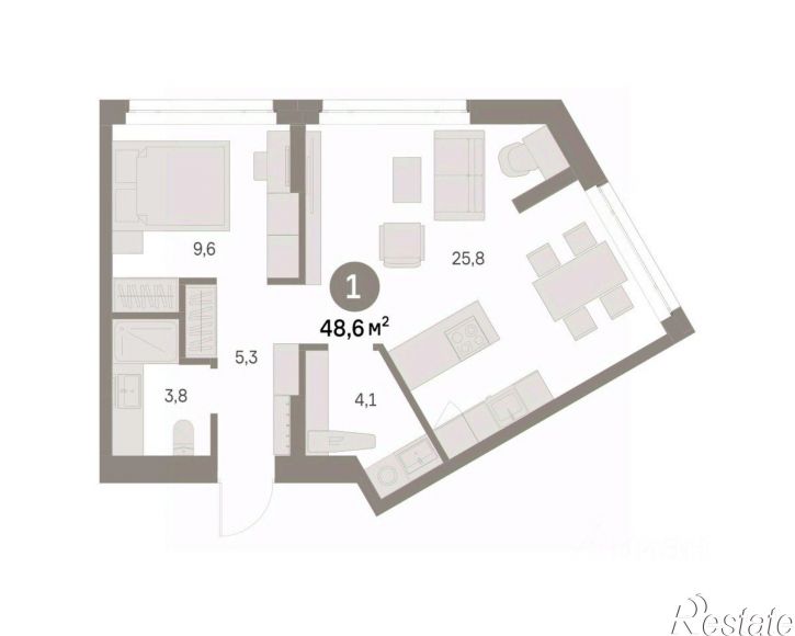 1-комн квартира в новом доме