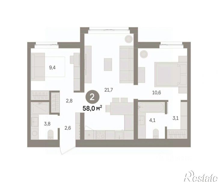 2-комн квартира в новом доме ул Шаумяна, 32,  д. 32