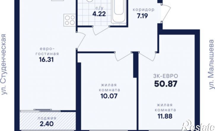 2-комн квартира в новом доме ул Малышева, 145а,  д. 145а