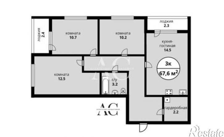 3-комн квартира ул Крауля, 107/4,  д. 107/4