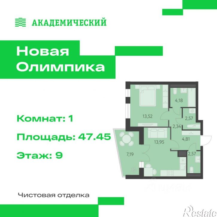 1-комн квартира в новом доме ул Академика Парина, 25,  д. 25