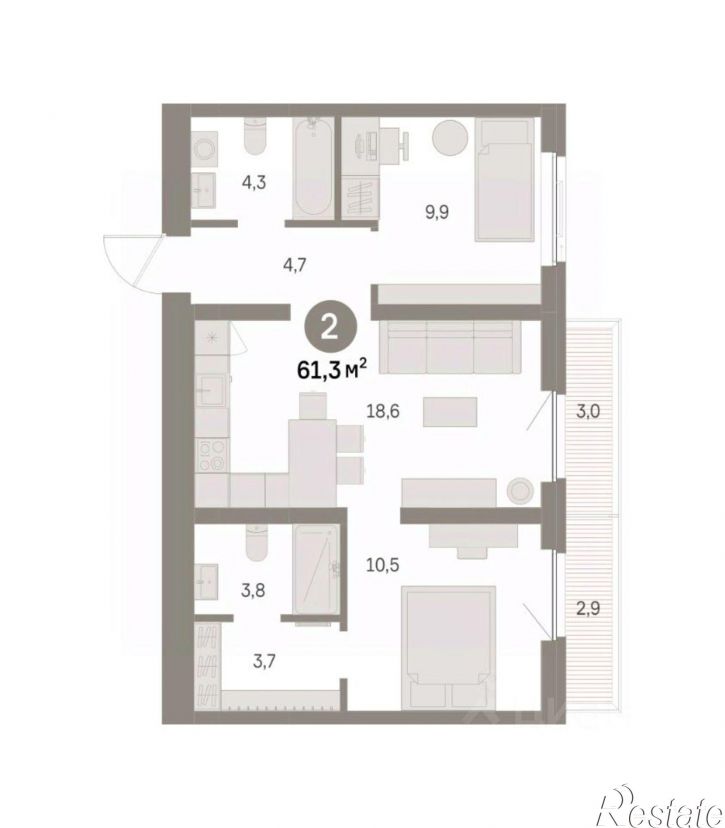 2-комн квартира в новом доме ул Можайского, 5б,  д. 5б