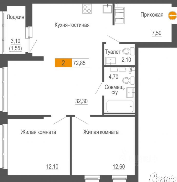 2-комн квартира в новом доме ул Академика Бардина, 21,  д. 21