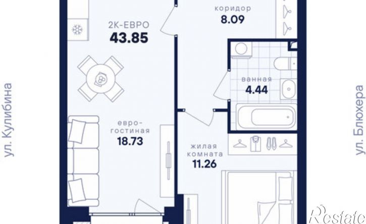 1-комн квартира в новом доме ул Студенческая, 1Н,  д. 1Н