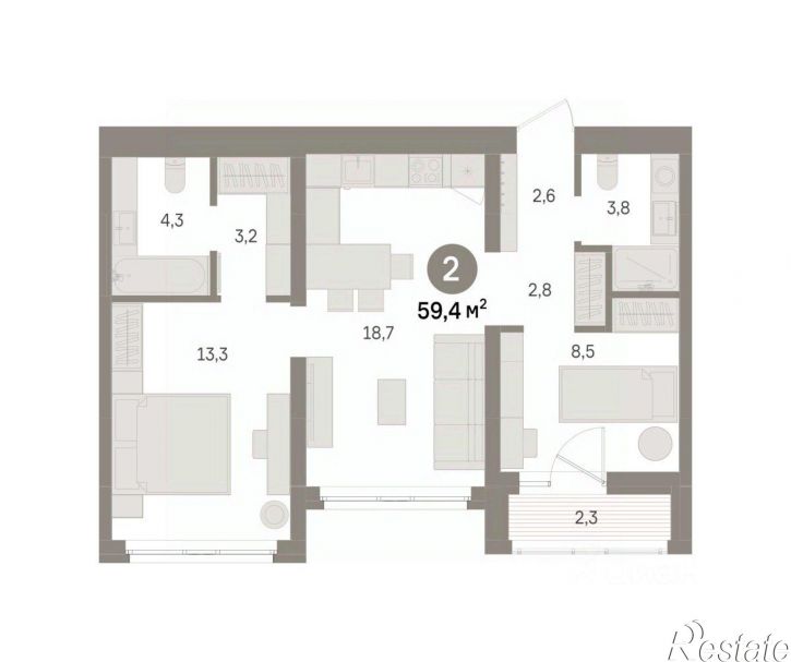 2-комн квартира в новом доме ул Шаумяна, 32,  д. 32