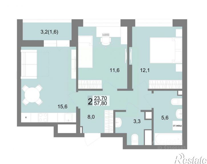 2-комн квартира в новом доме ул Рабочих, 83,  д. 83