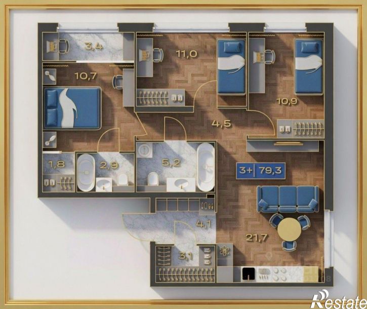 3-комн квартира в новом доме ул Академика Парина, 11 1,  д. 11 1,  к. 1