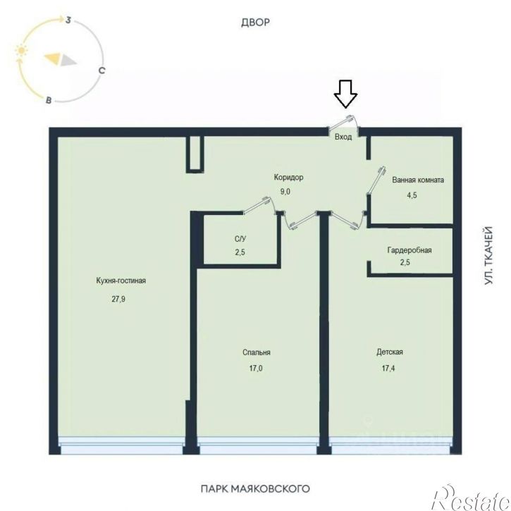 2-комн квартира ул Ткачей, 13,  д. 13