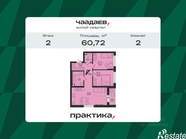 2-комн квартира в новом доме Ученический пер, 3,  д. 3