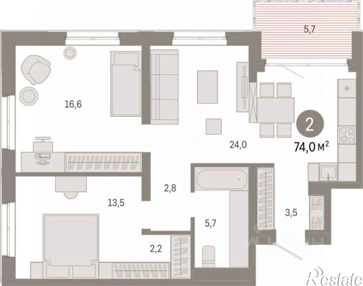 2-комн квартира в новом доме ул Шаумяна, 18,  д. 18
