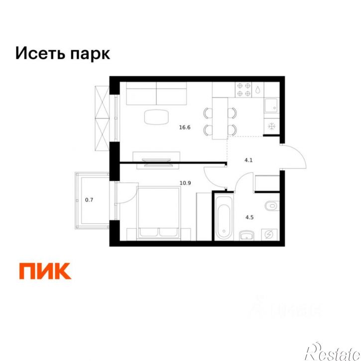 1-комн квартира в новом доме ул Хуторская, 1/2,  д. 1/2